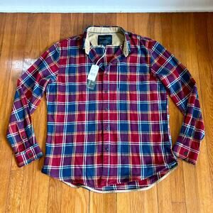Jachs New York Mens Large Stretch Flannel Plaid Shirt